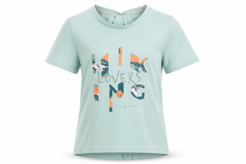 DECATHLON Girls Blue  Polyester Jersey T-Shirt Size 7-8 Years Round Neck Pullover - Hiking