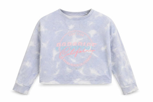 Front view of Next girls’ blue 100% cotton pullover sweatshirt, size 6, years pullover - paradise