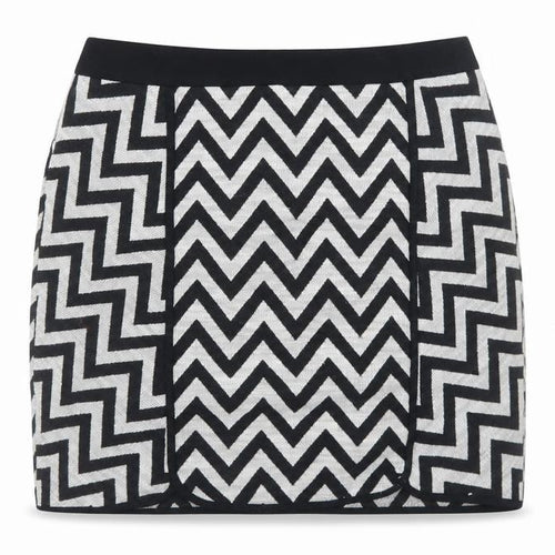 Dunnes Stores Womens Grey Striped Cotton A-Line Skirt Size 10   Zip