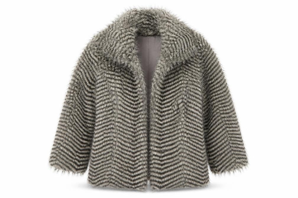 Front view of Brave Soul women’s beige striped jacket, size UK 8
