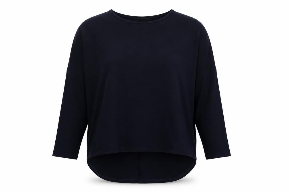 Front view of Bella + Canvas women’s blue round neck polyester jumper one size