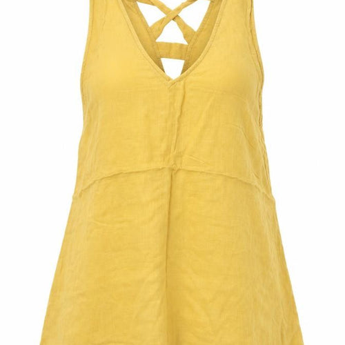 New Look Womens Yellow  Viscose Tunic Tank Size 10 V-Neck