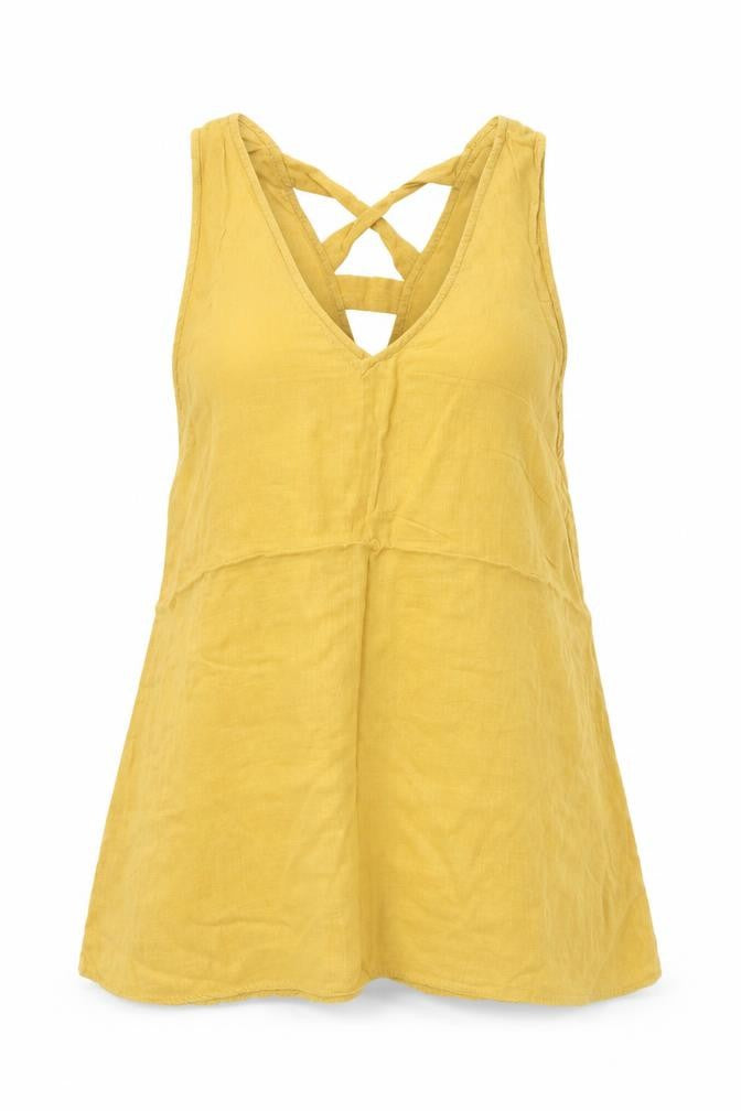 New Look Womens Yellow  Viscose Tunic Tank Size 10 V-Neck