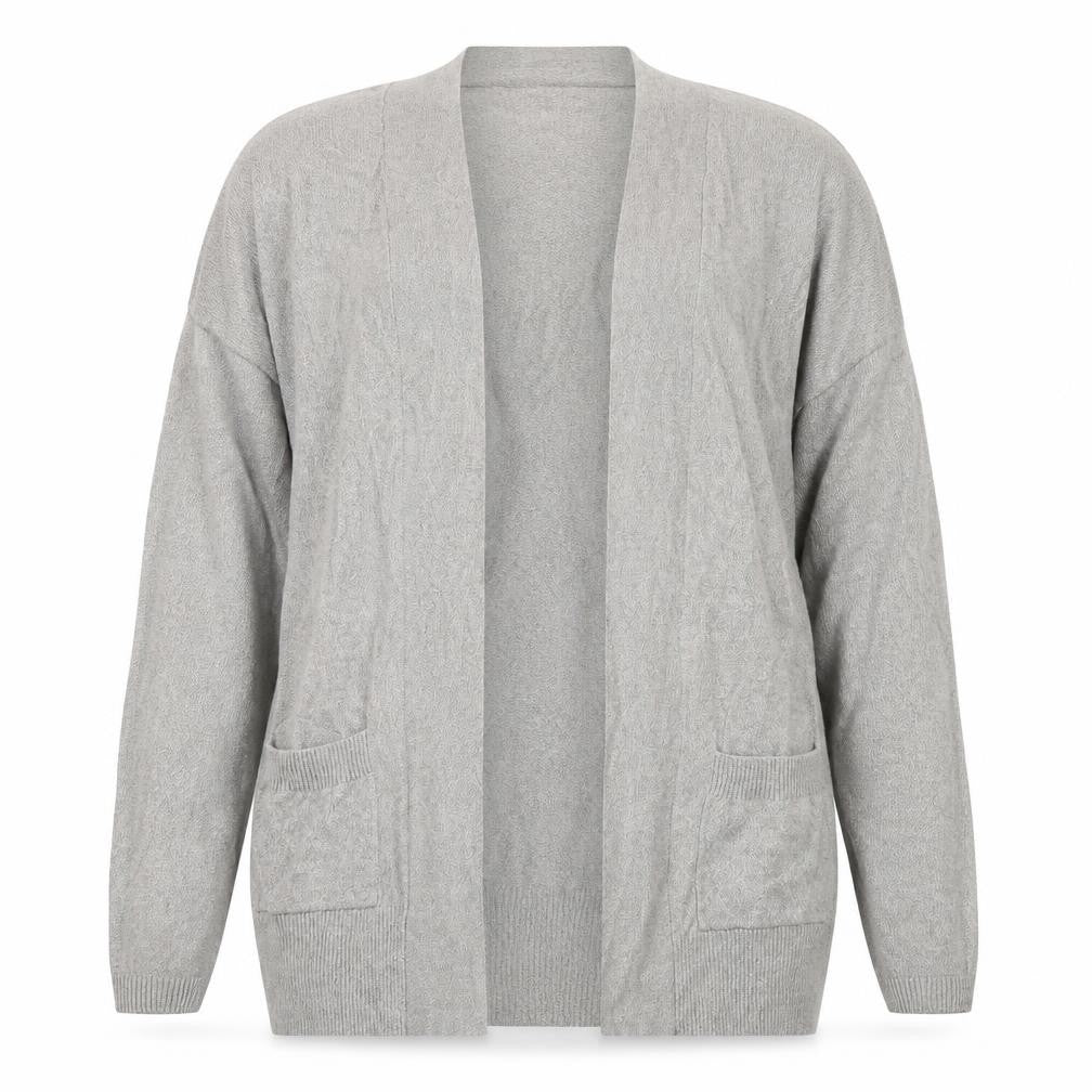 ESMARA Womens Grey V-Neck  Cotton Cardigan Jumper Size L