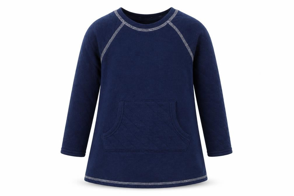 Front view of Savannah girls’ blue cotton pullover sweatshirt, size 4, years