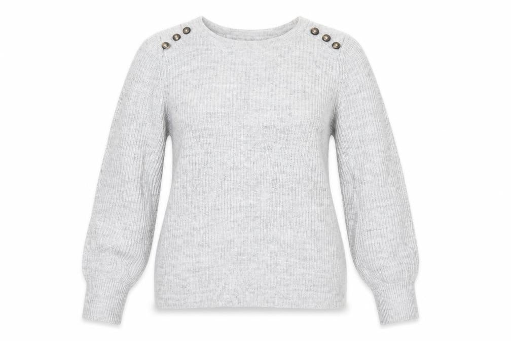 Front view of Next women’s grey round neck viscose jumper, size UK 10