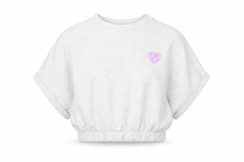 Front view of Next girls’ grey cotton pullover sweatshirt, size 11, years pullover - cropped