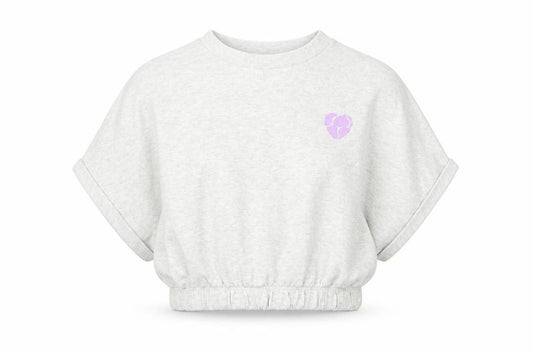 Front view of Next girls’ grey cotton pullover sweatshirt, size 11, years pullover - cropped