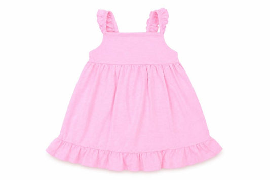 Front view of F&F Baby Pink Polyester Tank Dress, size 18, Months Square Neck Pullover