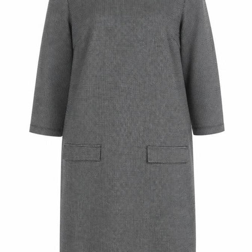Maria Bellentani Womens Grey Houndstooth Viscose Shift  Size S  Boat Neck Pullover