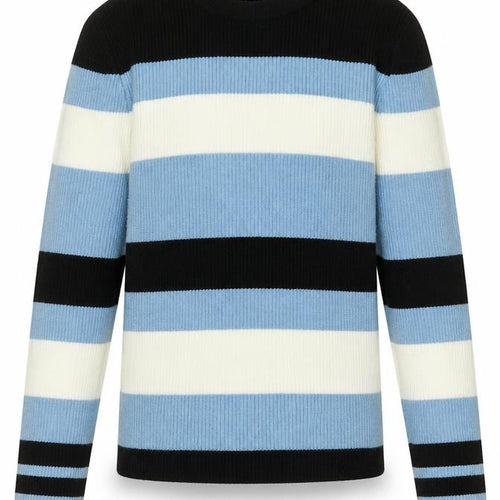New Look Girls Blue Crew Neck Striped Acrylic Pullover Jumper Size 12-13 Years  Pullover