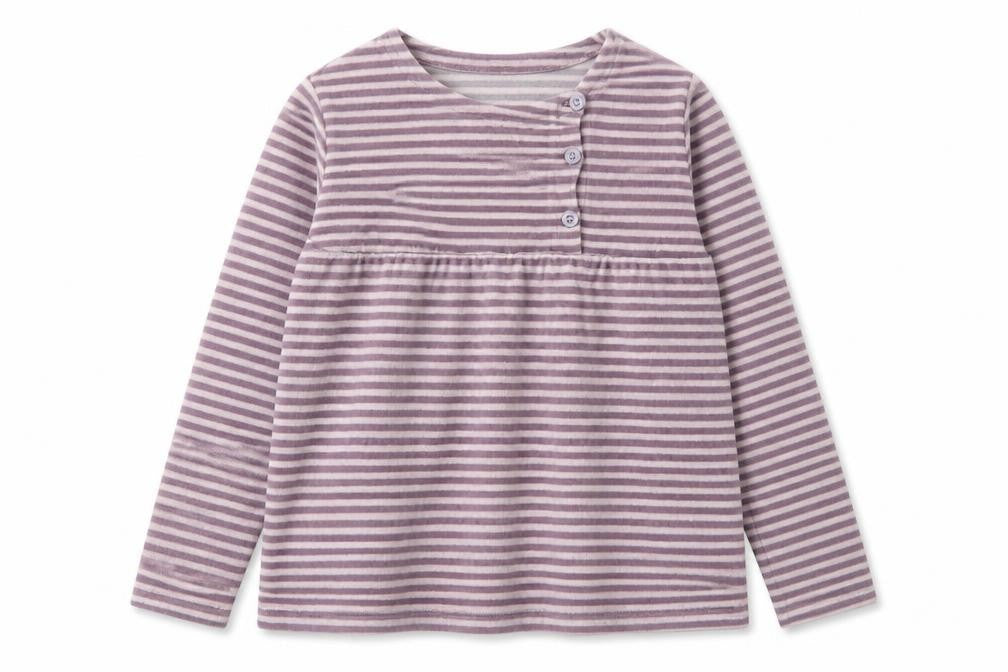Front view of Lisa Rose girls’ purple striped polyester basic casual, size 14, years crew neck pullover