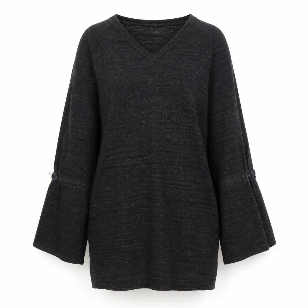 Front view of Next women’s grey v-neck cotton jumper, size UK 8