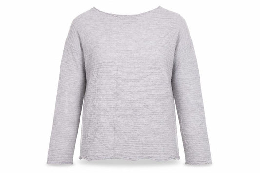 Front view of Betty Barclay women’s pink round neck viscose jumper, size UK 12