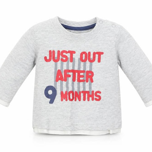 Dunnes Stores Baby Grey  Cotton Basic T-Shirt Size 0-3 Months Crew Neck Snap - Just Out
