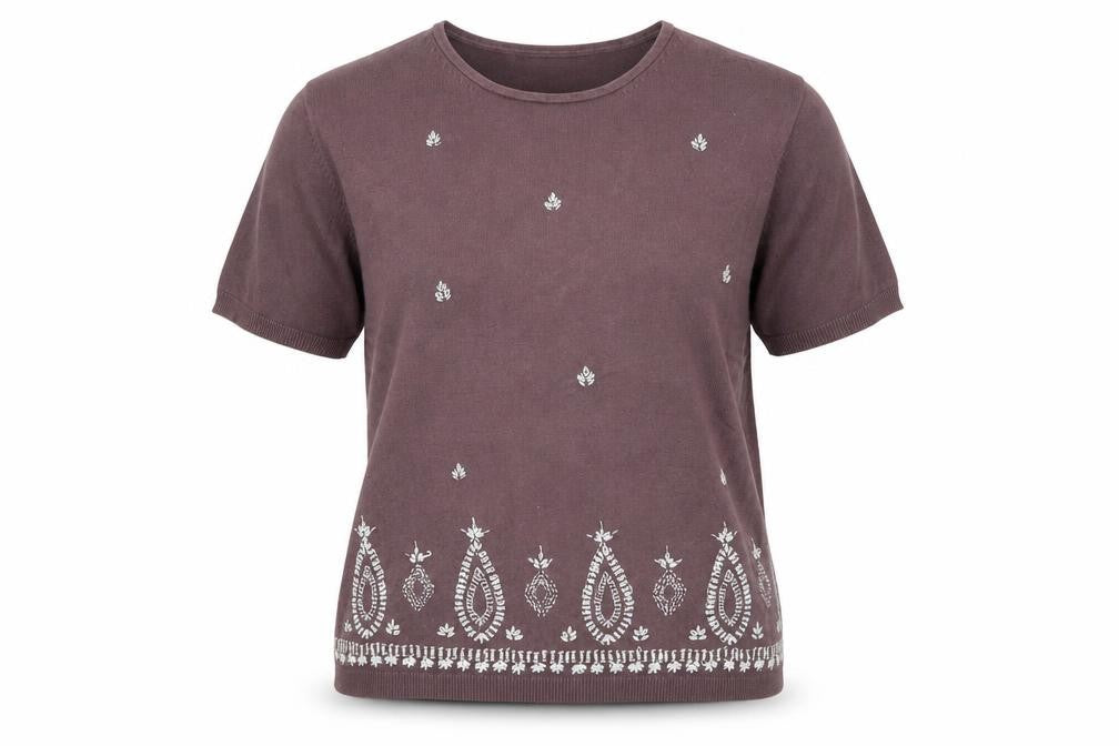 Front view of your 6th sense women’s purple round neck cotton jumper, size M