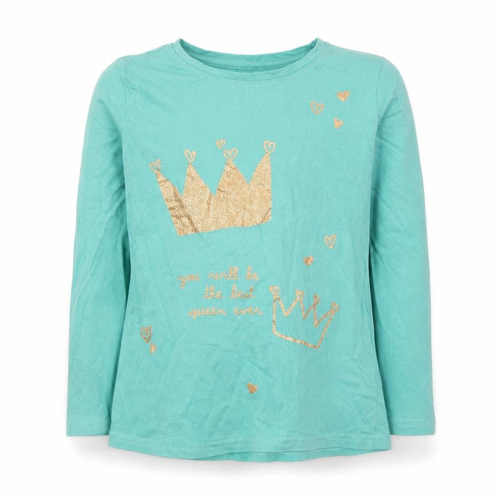 Sfera Girls Blue  Cotton Jersey Casual Size 6-7 Years Round Neck Pullover