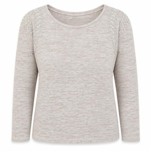 Izabel London Womens Beige Round Neck  Cotton Pullover Jumper Size 16
