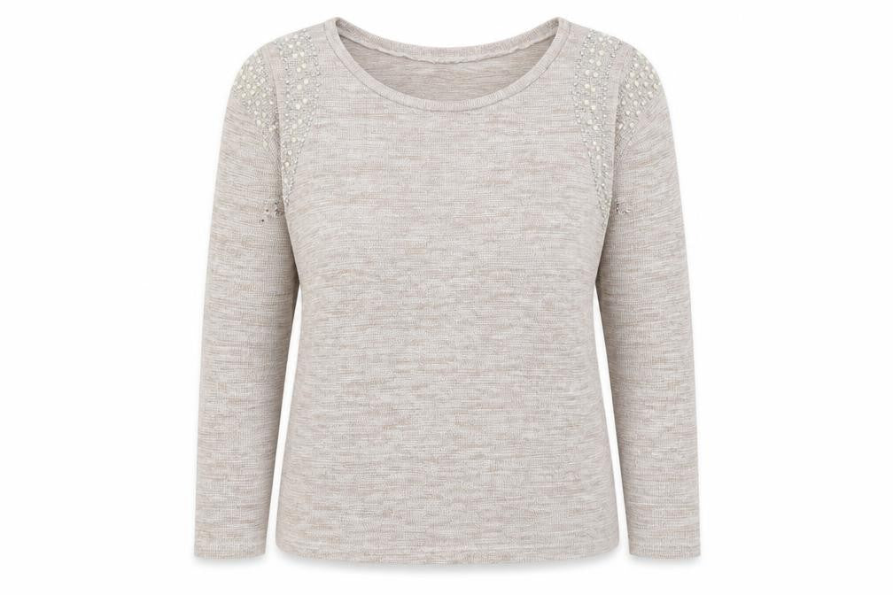 Izabel London Womens Beige Round Neck  Cotton Pullover Jumper Size 16