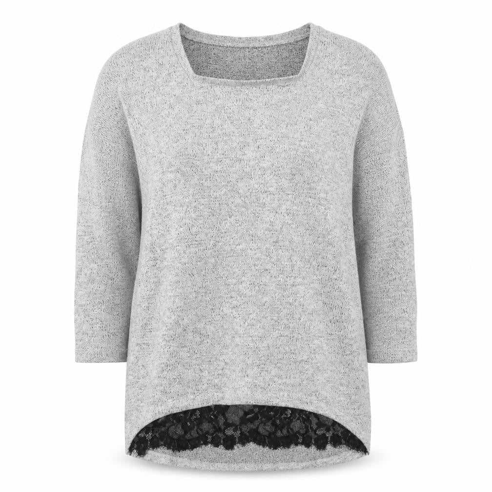 Front view of Tu women’s grey round neck viscose jumper, size UK 12