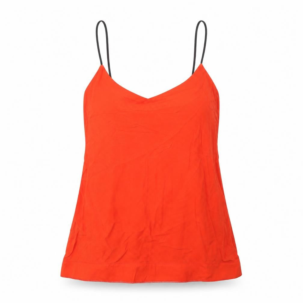Front view of H&M women’s red viscose camisole tank, size UK 6, round neck
