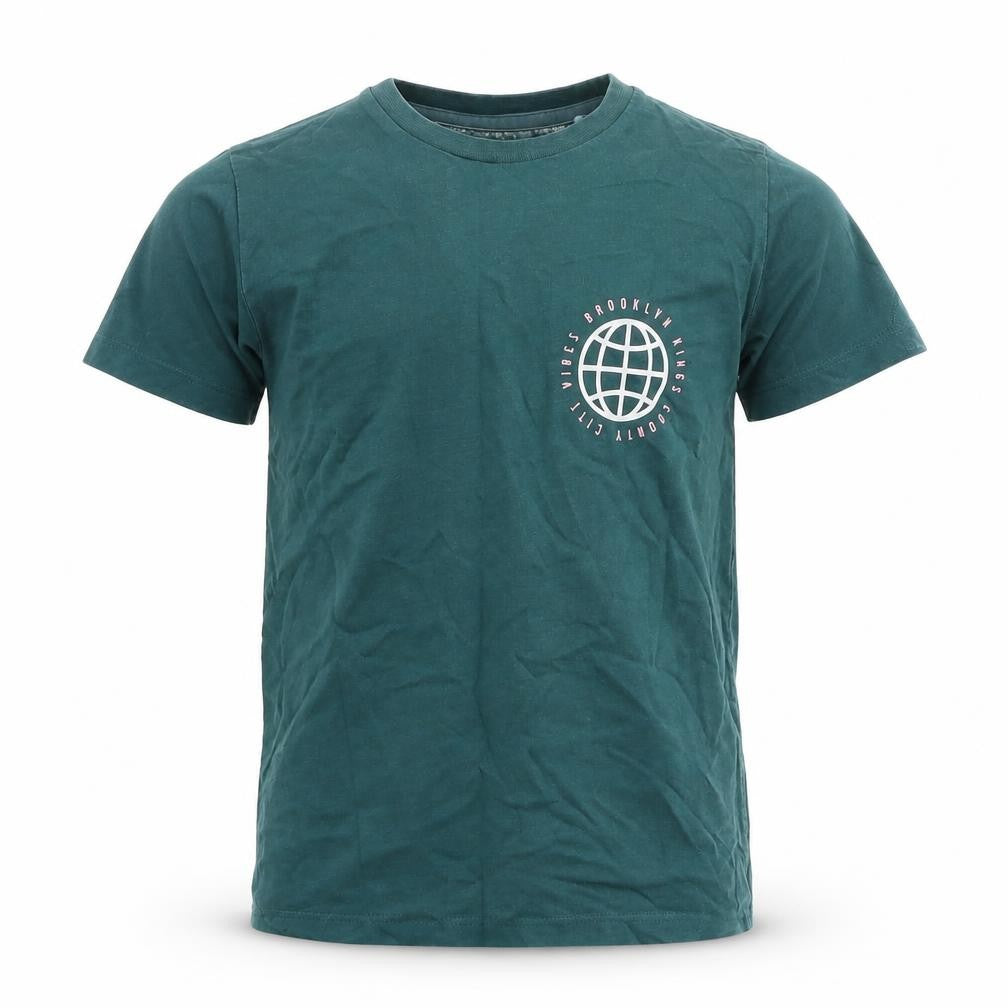 TU Boys Green  100% Cotton Jersey T-Shirt Size 6 Years Round Neck Pullover - Brooklyn