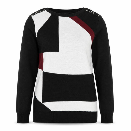 Front view of F&F women’s multicoloured round neck acrylic jumper, size UK 6
