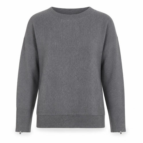 Dorothy Perkins Womens Grey Round Neck  Acrylic Pullover Jumper Size 8   - Zip sleeves