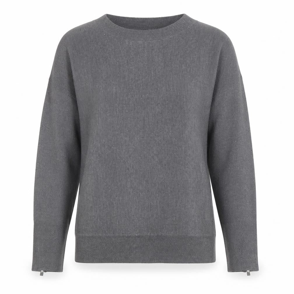 Dorothy Perkins Womens Grey Round Neck  Acrylic Pullover Jumper Size 8   - Zip sleeves