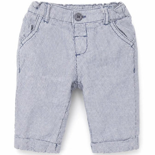 Marks and Spencer Baby Blue Houndstooth 100% Cotton Cropped Trousers Size 0-3 Months  Button