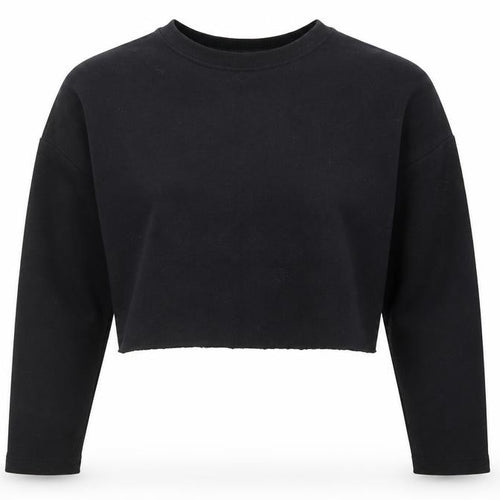 Pull&Bear Womens Black  Cotton Pullover Sweatshirt Size S  Pullover - Cropped