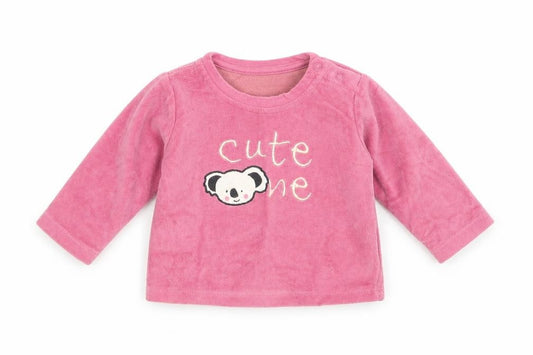 Front view of Lupilu Baby Pink Cotton jumper, size 3-6, Months Snap - Cute