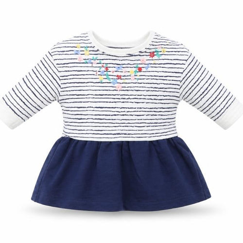 Mini Club Baby White Striped Cotton T-Shirt Dress  Size Newborn  Crew Neck Snap