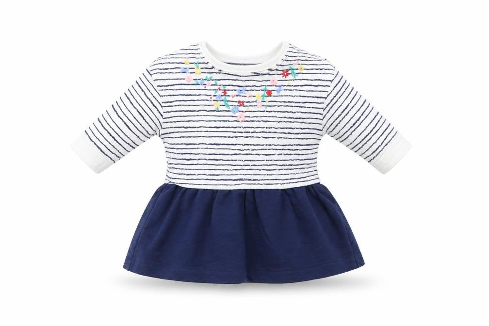 Mini Club Baby White Striped Cotton T-Shirt Dress  Size Newborn  Crew Neck Snap