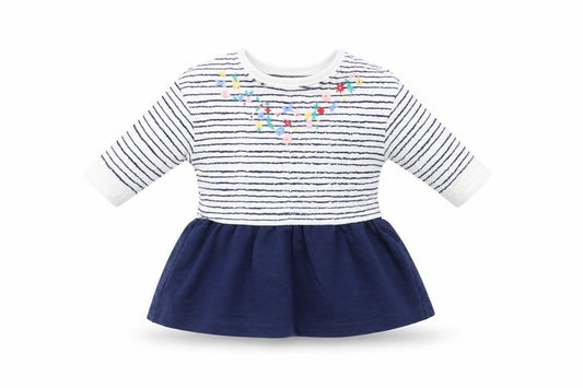 Front view of Mini Club Baby White Striped Cotton T-Shirt Dress Size Newborn Crew Neck Snap