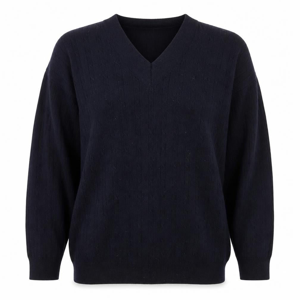 Country Casuals Womens Blue V-Neck  Cotton Pullover Jumper Size L