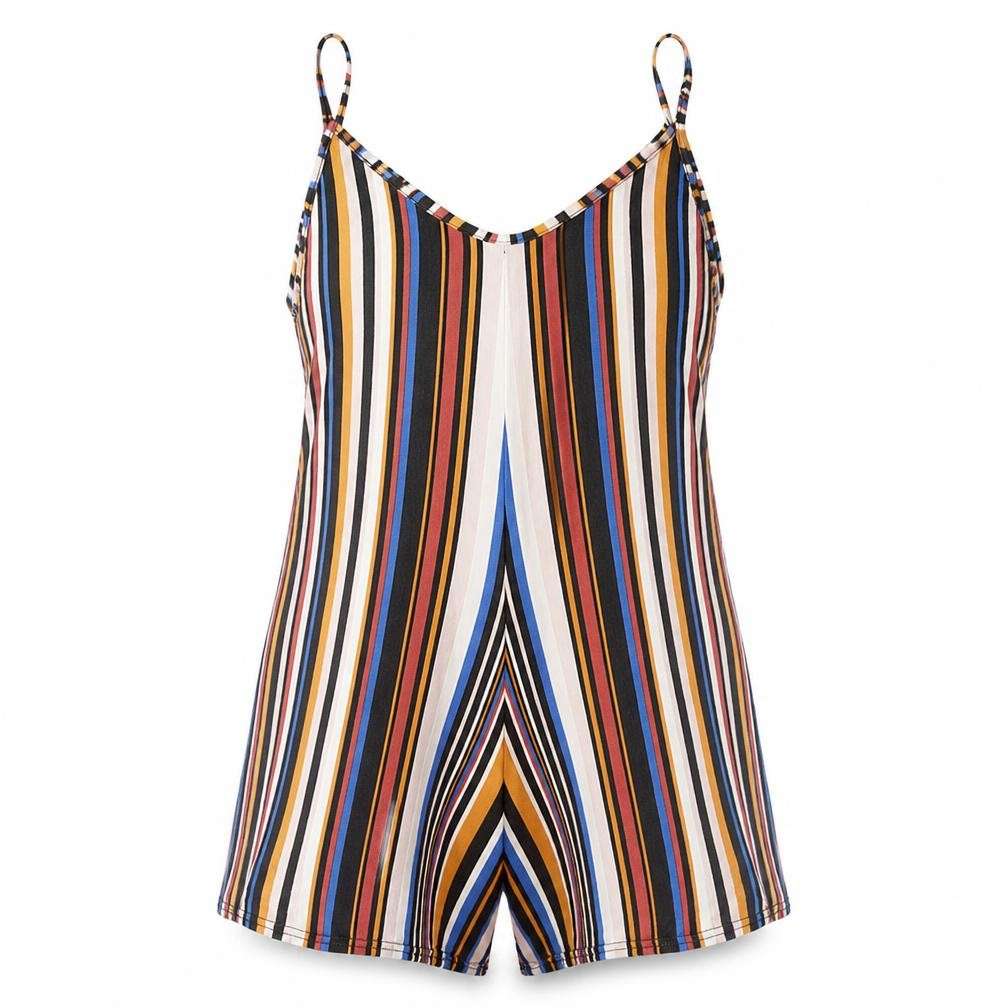 I SAW IT FIRST Womens Orange Striped Viscose Playsuit One-Piece Size 6 L3 in Pullover