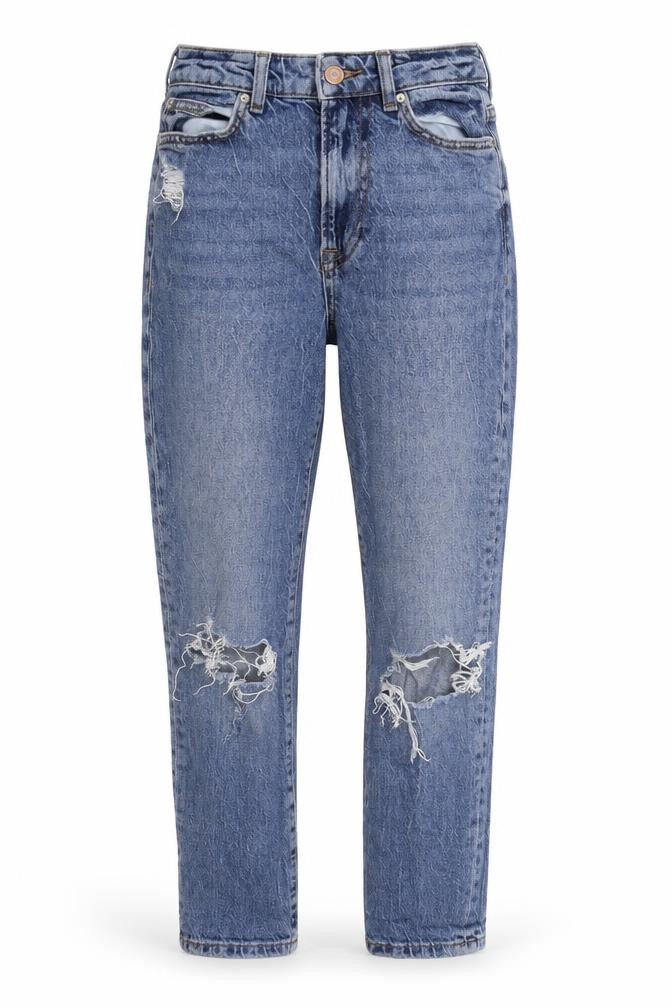 New Look Womens Blue  Cotton Mom Jeans Size 6 L26 in Regular Button