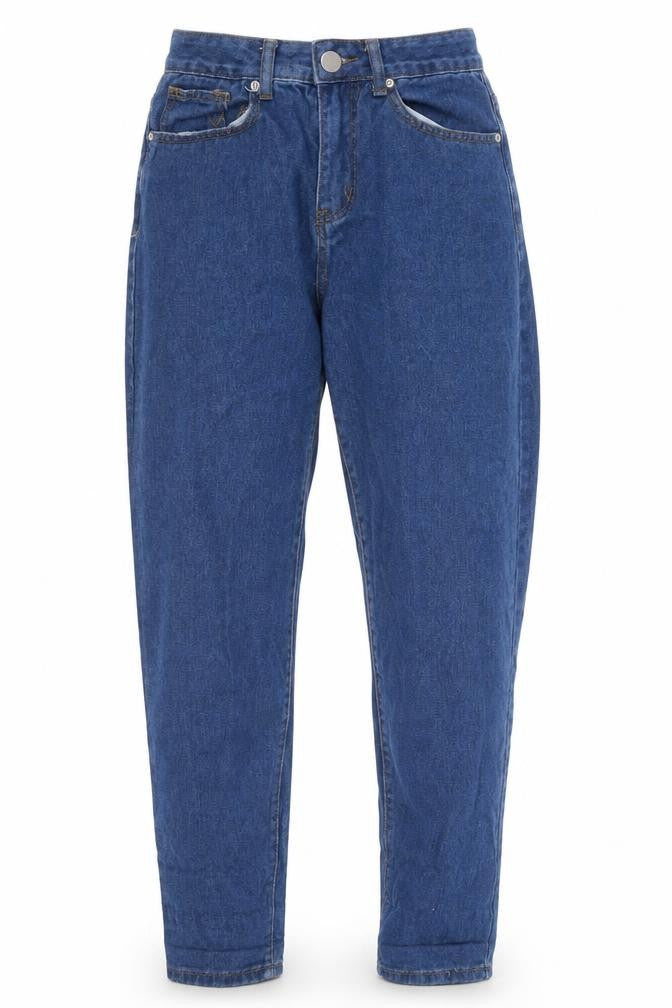 PRETTYLITTLETHING Womens Blue  Cotton Mom Jeans Size 4 L28 in Regular Button