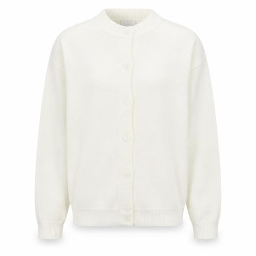 Duvir Womens White V-Neck  Acrylic Cardigan Jumper Size M