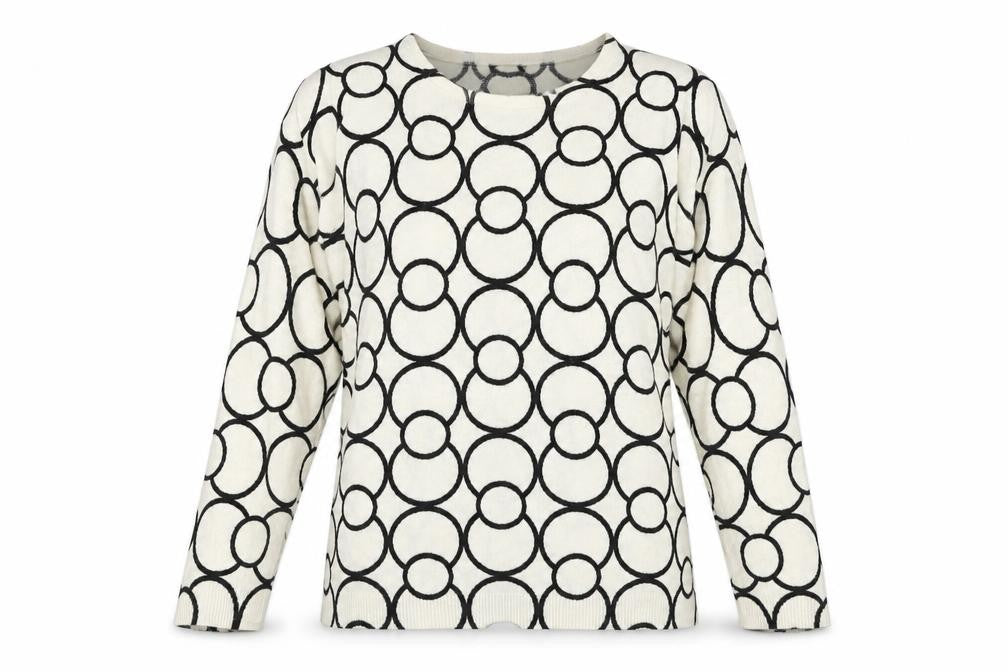 Front view of Bonmarché women’s ivory round neck acrylic jumper, size S