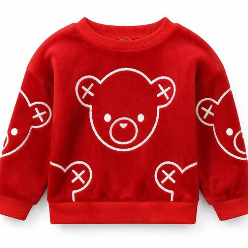 Preworn Girls Red Round Neck Animal Print Cotton Pullover Jumper Size S  Pullover