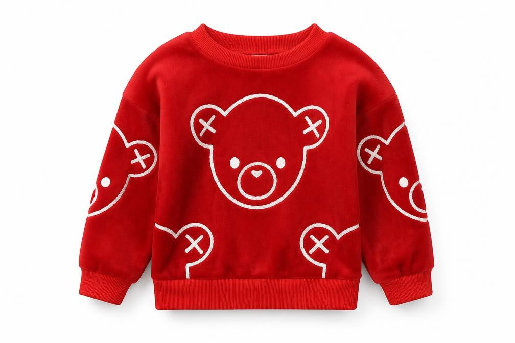 Preworn Girls Red Round Neck Animal Print Cotton Pullover Jumper Size S  Pullover