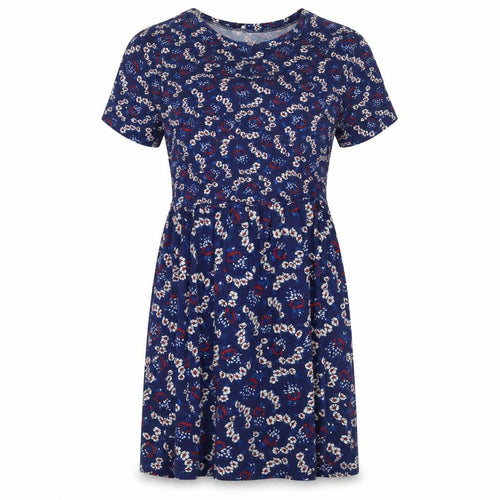 Oasis Womens Blue Floral Viscose Slip Dress  Size S  Round Neck Drawstring