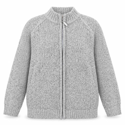 EWM Womens Grey High Neck  Acrylic Cardigan Jumper Size S