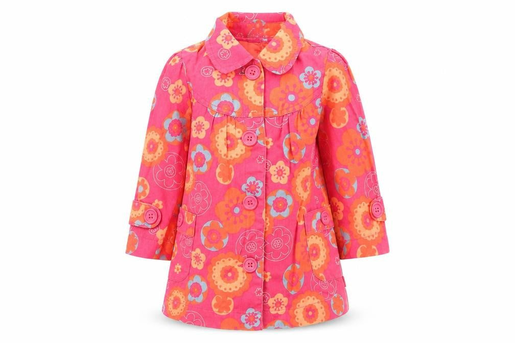 Front view of Pumpkin Patch girls’ pink floral jacket, size 2, years