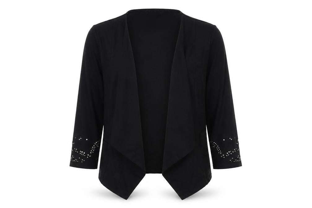 Front view of Wallis women’s black square neck polyester cardigan jumper, size S
