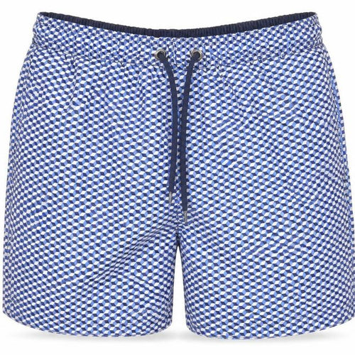 Easy Mens Blue Geometric Polyester Athletic Shorts Size S  Regular Drawstring