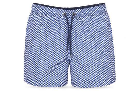 Easy Mens Blue Geometric Polyester Athletic Shorts Size S  Regular Drawstring