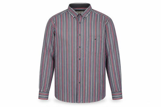 Front view of Daniel Grahame men’s multicoloured animal print cotton button-up, size L, collared button
